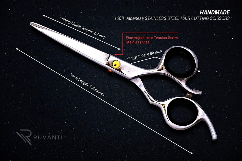Ruvanti Left Handed Hair Cutting Scissors 6.5â€ - Professional Shears, Sharp Hairdressing/Haircutting Scissors for Men/Women - Image 3